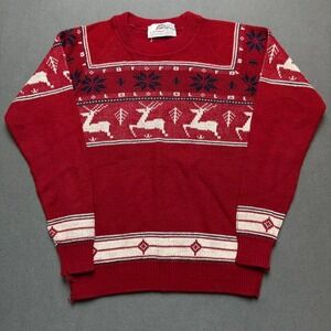 Dr Denton Nordic Reindeer Sweater Red Vintage Holiday Knit Size M